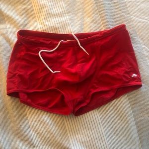 Men’s red swim trunks